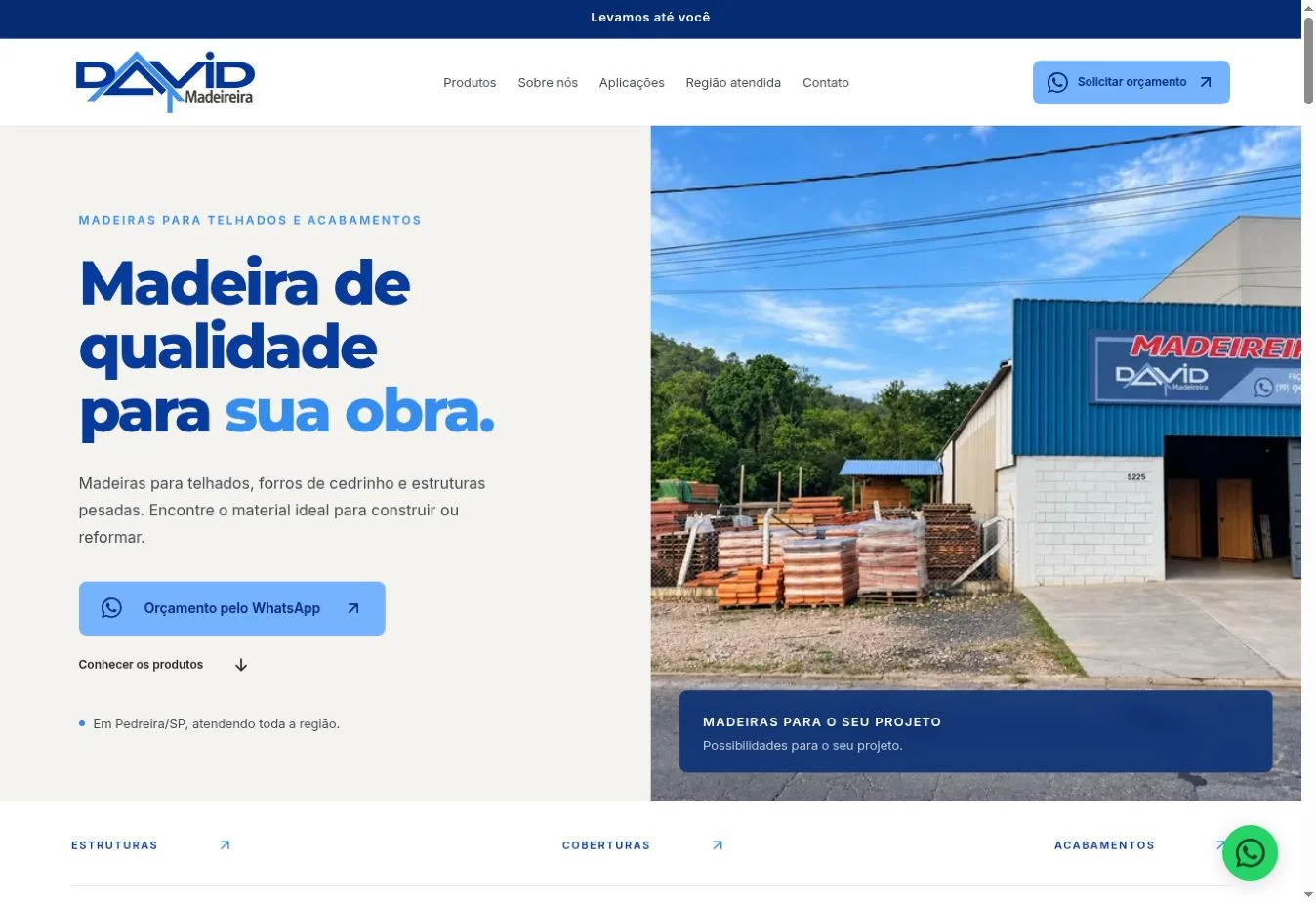 Tela real do projeto de madeireira
