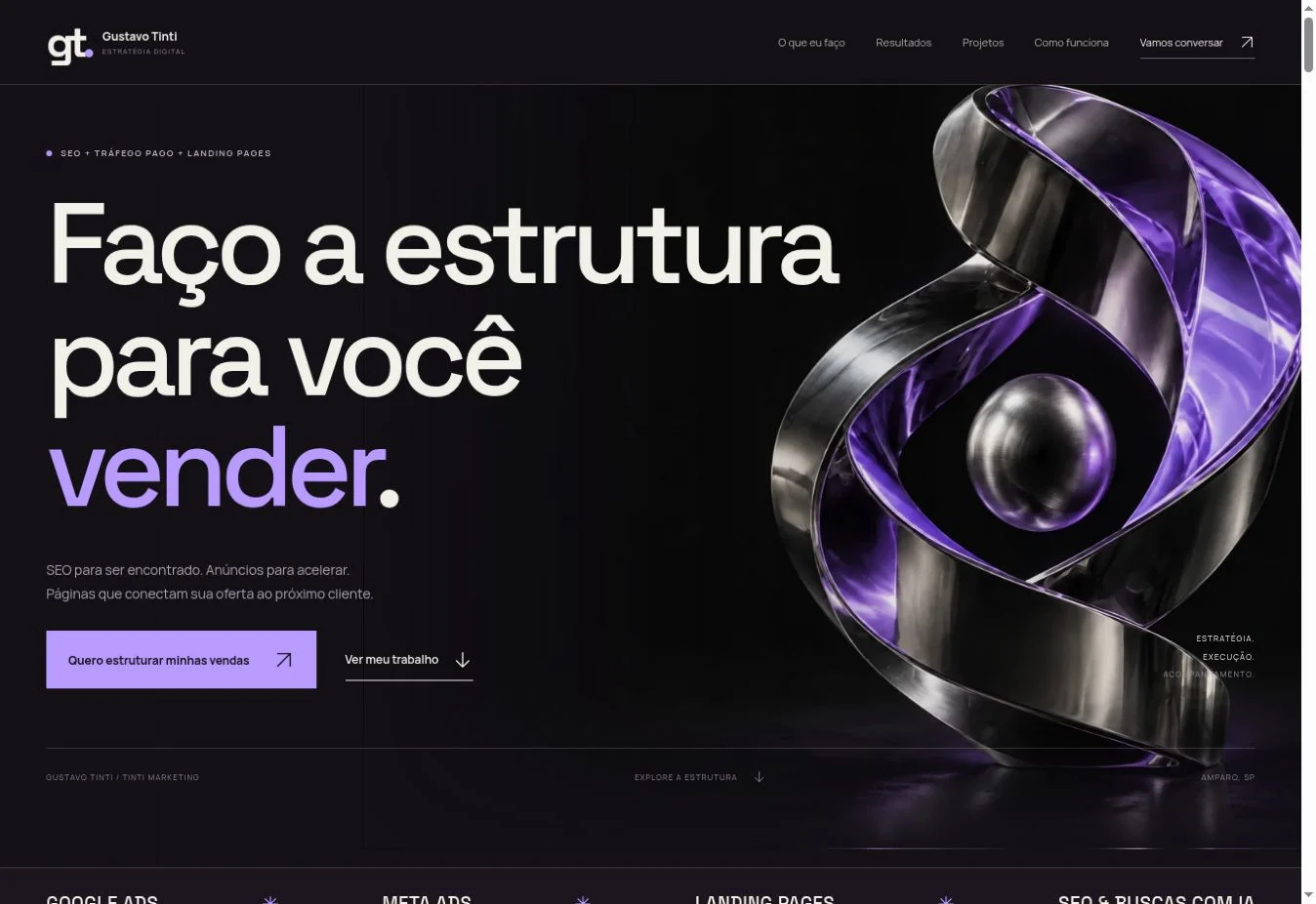 Tela real do projeto de marketing digital