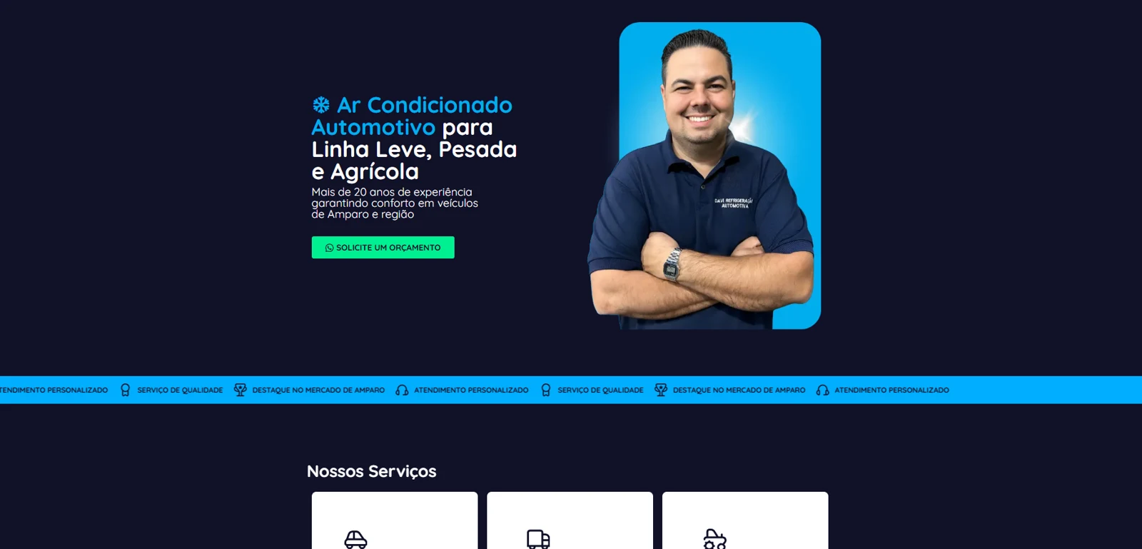 Captura do site do projeto de SEO: ar-condicionado automotivo